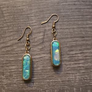 Pigness & Company Elegant Gold and Blue Opal Earrings